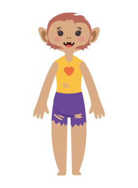 Kurt kostümlü kadın.