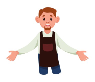 Önlüklü erkek barista.