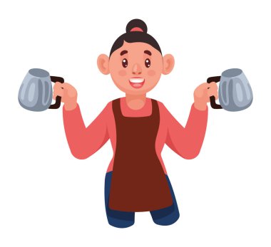 Çaydanlık karakterli bayan barista.