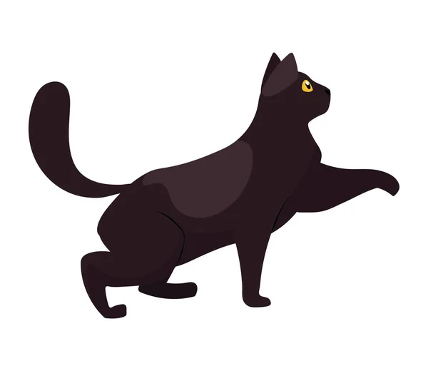 黒猫マスコットキャラクターウォーキング — ストックベクタ