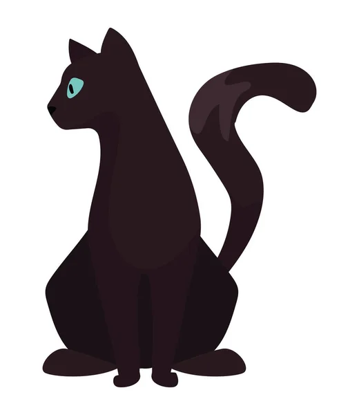 Чорний Кіт Талісман Сидячий Персонаж — стоковий вектор