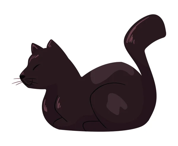 Černá Kočka Spací Maskot Znak — Stockový vektor