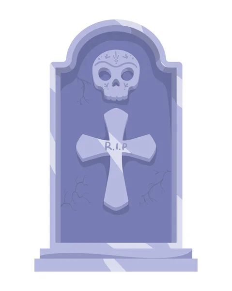 Gravestone Cross Cemetery Icon — Stock vektor