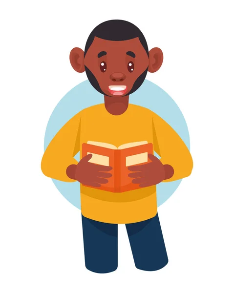 Afro Samec Čtenář Znakem Knihy — Stockový vektor