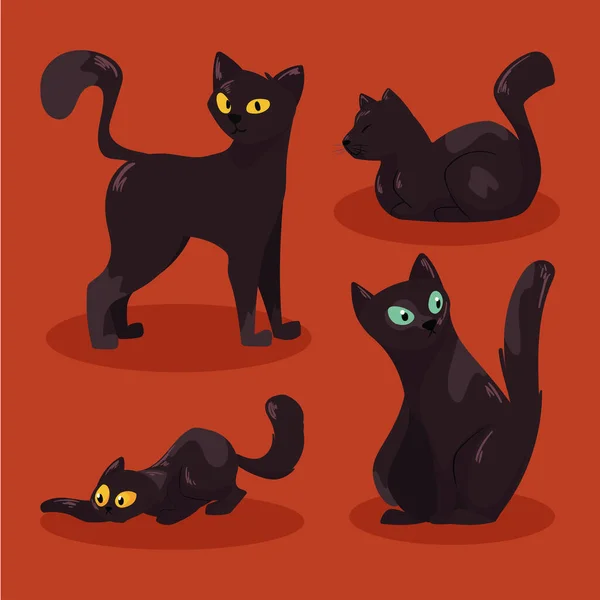 Персонажи Талисманов Чёрных Кошек — стоковый вектор