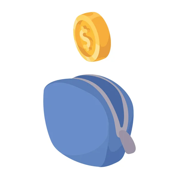 Munt Dollar Portemonnee Pictogram — Stockvector