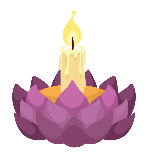 Loy Krathong Κερί Μωβ Floral Εικόνα — Διανυσματικό Αρχείο