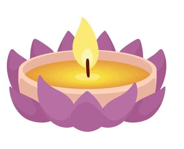 Loy Krathong Purple Decoration Candle — Stock Vector