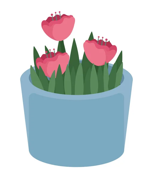 バラの花のアイコンのある観葉植物 — ストックベクタ