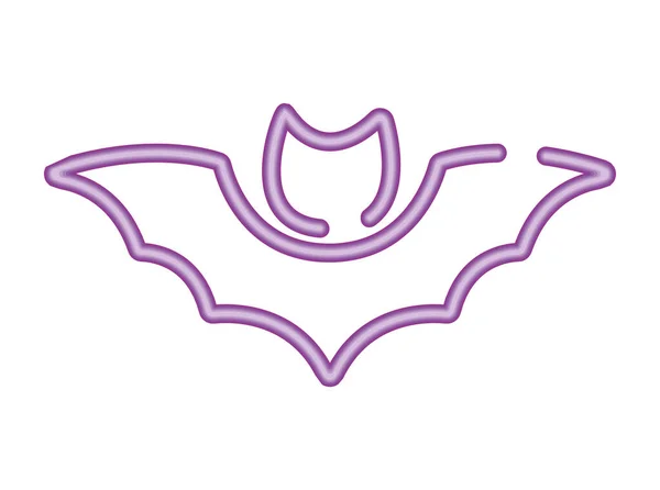 Halloween Bat Neon Light Icon - Stok Vektor