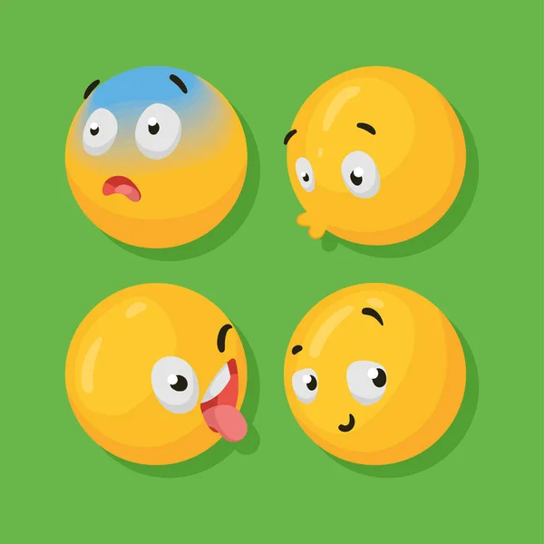 Emojis Styl Zestaw Czterech Ikon — Wektor stockowy