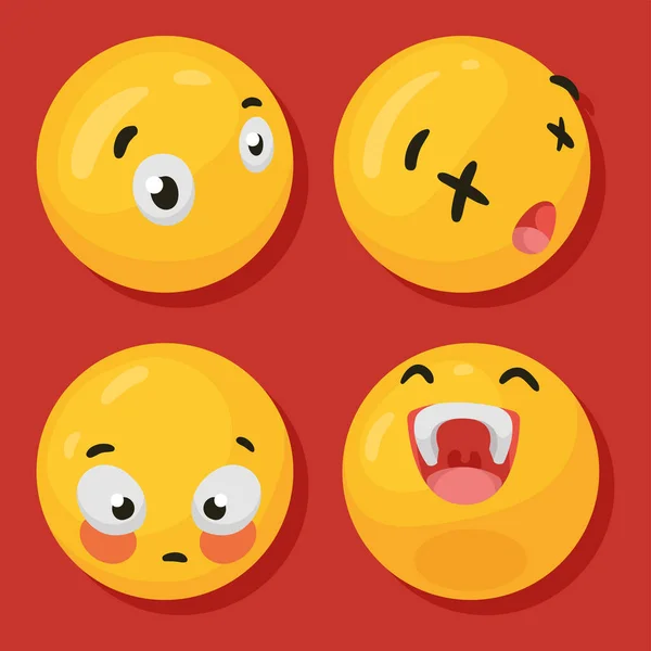 Emojis Style Set Icons — Stock Vector