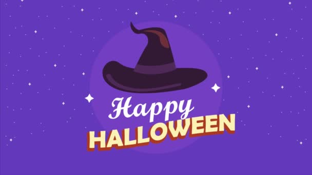 Cadı Şapkalı Mutlu Cadılar Bayramı Mektupları Video Animasyonu — Stok video