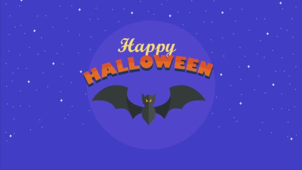 Boldog Halloween Bettering Denevér Repülés Videó Animált — Stock videók