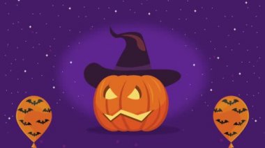 Cadılar Bayramı animasyonunuz kutlu olsun. Cadı kabağı, 4k animasyon.