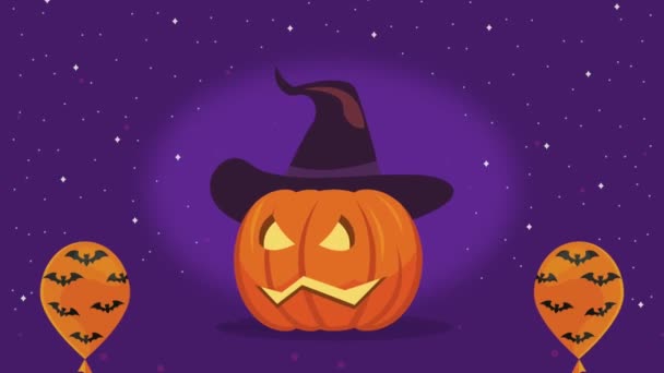 Veselá Halloween Animace Čarodějnou Dýní Video Animované — Stock video