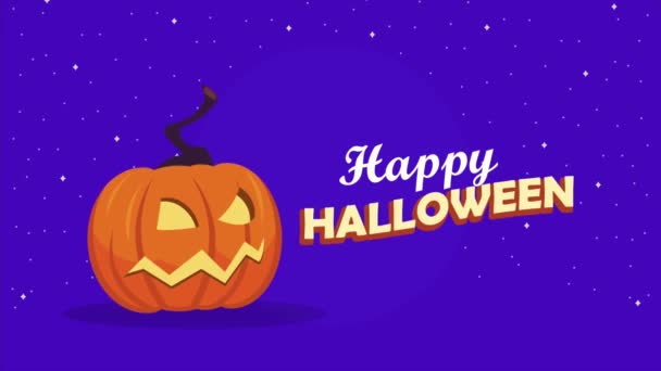 Happy Halloween Lettering Pumpkin Video Animated — Video Stock