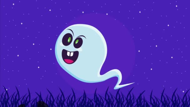 Felice Animazione Halloween Con Fantasma Video Animato — Video Stock