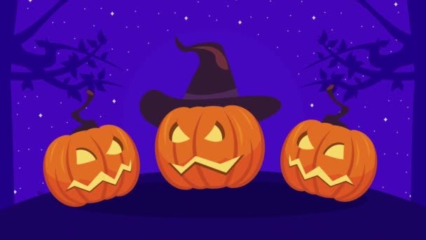 Happy Halloween Animace Dýněmi Video Animované — Stock video