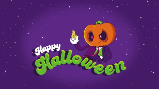 Felice Halloween Lettering Con Travestimento Zucca Video Animato — Video Stock