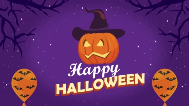 Happy Halloween Lettering Pumpkin Video Animated — Video