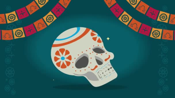 Dia Los Muertos Animação Com Crânio Vídeo Animado — Vídeo de Stock