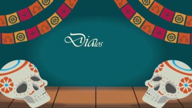 dia de los muertos harfleri, 4k video animasyonu