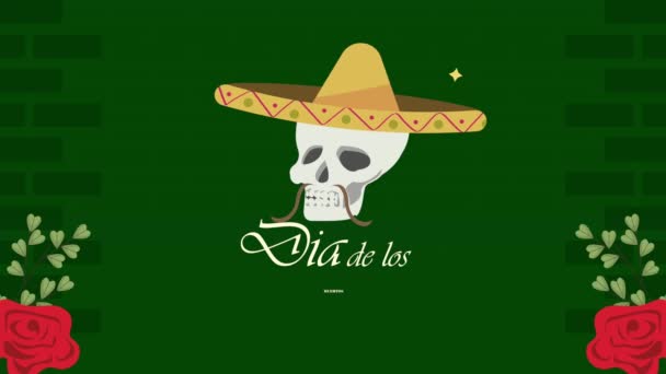 Dia Los Muertos Lettering Com Flores Vídeo Animado — Vídeo de Stock