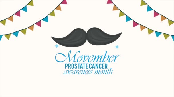 Movember Prostaatkanker Belettering Met Snor Video Geanimeerd — Stockvideo