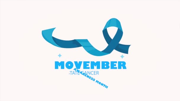 Movember Prostata Cancro Lettering Con Nastro Video Animato — Video Stock