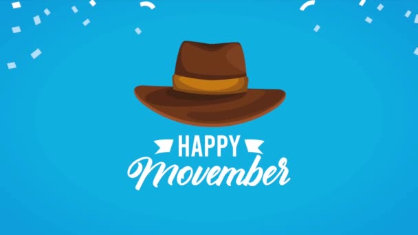 Movember Cáncer Próstata Letras Con Sombrero Video Animado — Vídeo de stock
