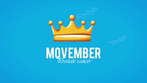 Movember Cancer Prostate Lettrage Avec Couronne Vidéo Animé — Video