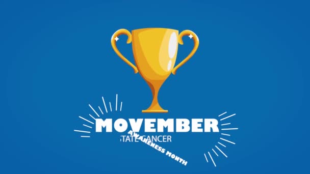 Movember Prostaatkanker Belettering Met Trofee Video Geanimeerd — Stockvideo