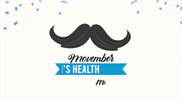 Movember Prostatakrebs Schriftzug Mit Schnurrbart Video Animiert — Stockvideo