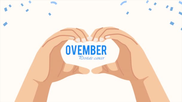 Movember Cancer Prostate Lettrage Avec Les Mains Coeur Vidéo Animé — Video