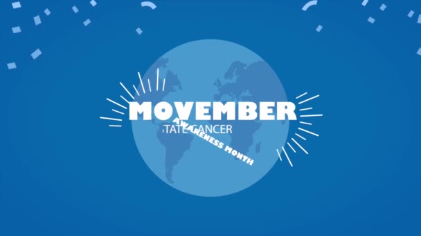 Movember Prostate Cancer Lettering World Planet Video Animato — Video Stock
