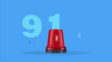 Ekipman animasyonlu 911 acil durum numarası, 4k video animasyonu