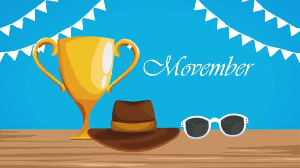 Movember Cancer Prostate Lettrage Avec Trophée Vidéo Animé — Video