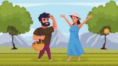 Mutlu gezginler çift karakterli animasyon, 4k video animasyonu