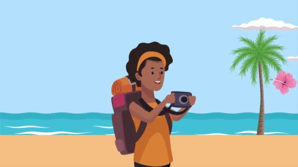 Afro Female Traveler Character Animation Video Animated — Stock Video