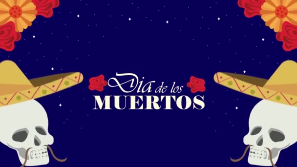 Dia Los Muertos Mariachi Kafatasları Video Animasyonu — Stok video