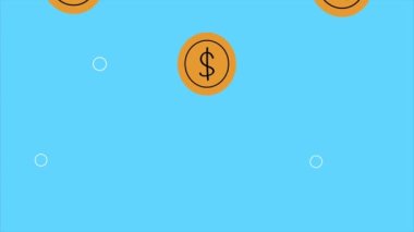 Bozuk para dolar desen animasyonu, 4k video animasyonu