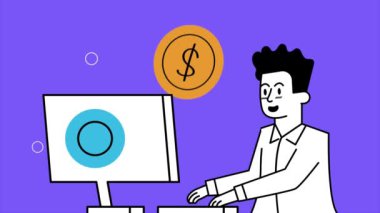 masaüstü karakter animasyonu kullanan busienssman, 4k video animasyonu