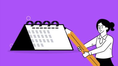 İşçi kadın kalem karakter animasyonu, 4k video animasyonu