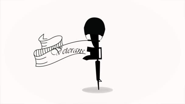 Animation Lettrage Jour Des Vétérans Avec Fusil Vidéo Animée — Video