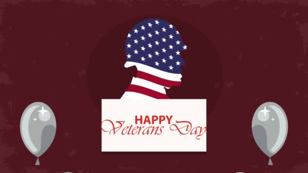 Happy Veterans Day Lettering Soldier Video Animated — Stock Video