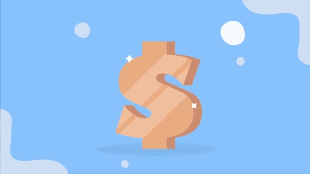 Грошовий Долар Символ Фінансова Анімація Відео Анімовані — стокове відео