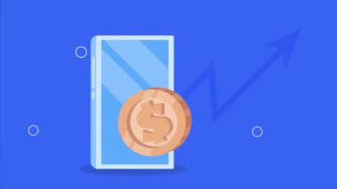 para dolarları akıllı telefon animasyonu, 4k video animasyonu