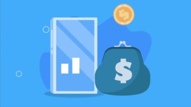 para dolarları akıllı telefon animasyonu, 4k video animasyonu