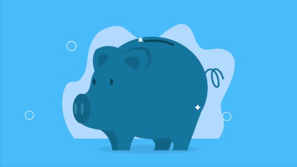 Piggy Savings Money Financial Animation Video Animated — Stock Video